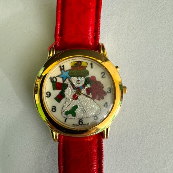 Set of 2 Vtg.Cardini Quartz Holiday Snowman & Moniex Christmas Tree Analog Watch - Picture 6 of 16